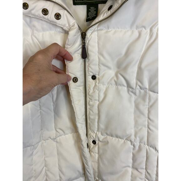 Eddie Bauer Premium Goose Down Puffer Vest Women Sz XL Cream Faux Fur Collar - Picture 4 of 13